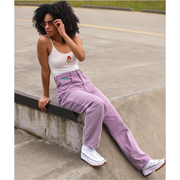 Empyre Pants & Jumpsuits Zumiez Empyre High Rise Pink Corduroy Wide